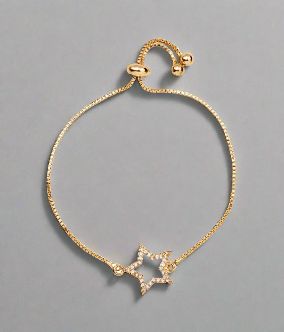 Gold Palermo Diamante Star Drawstring Bracelet