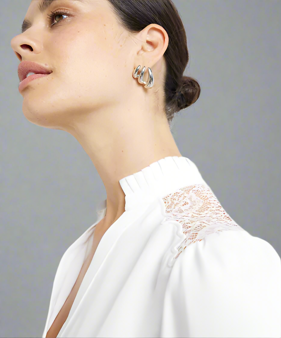 Ivory Lace Trim Blouse