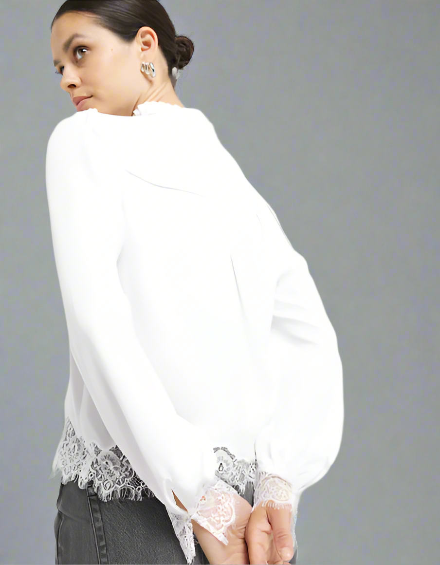 Ivory Lace Trim Blouse