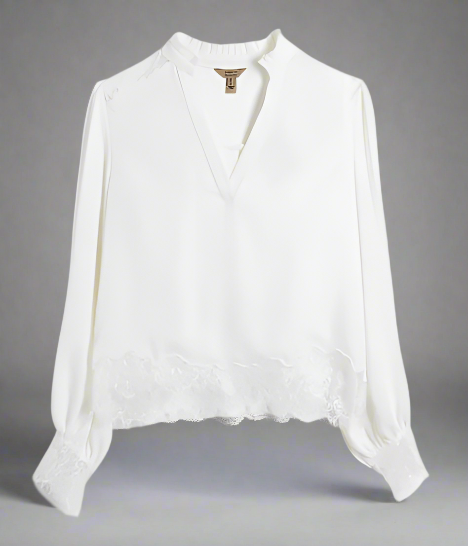 Ivory Lace Trim Blouse