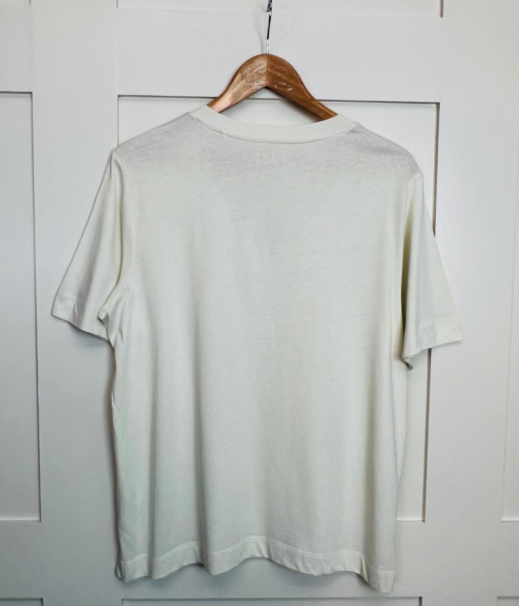 Ivory Cotton Modal Slouch V-Neck T-Shirt