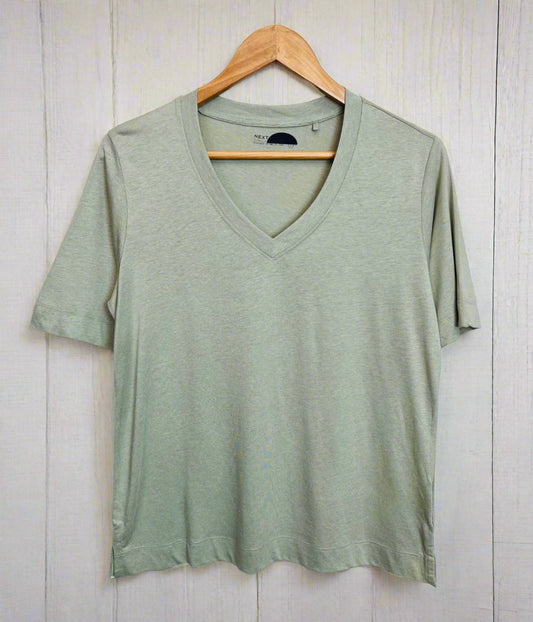 Sage Cotton Modal Slouch V-Neck T-Shirt