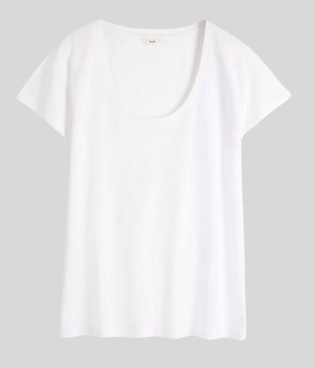 White Hari Cotton Slub Scoop Neck T-Shirt