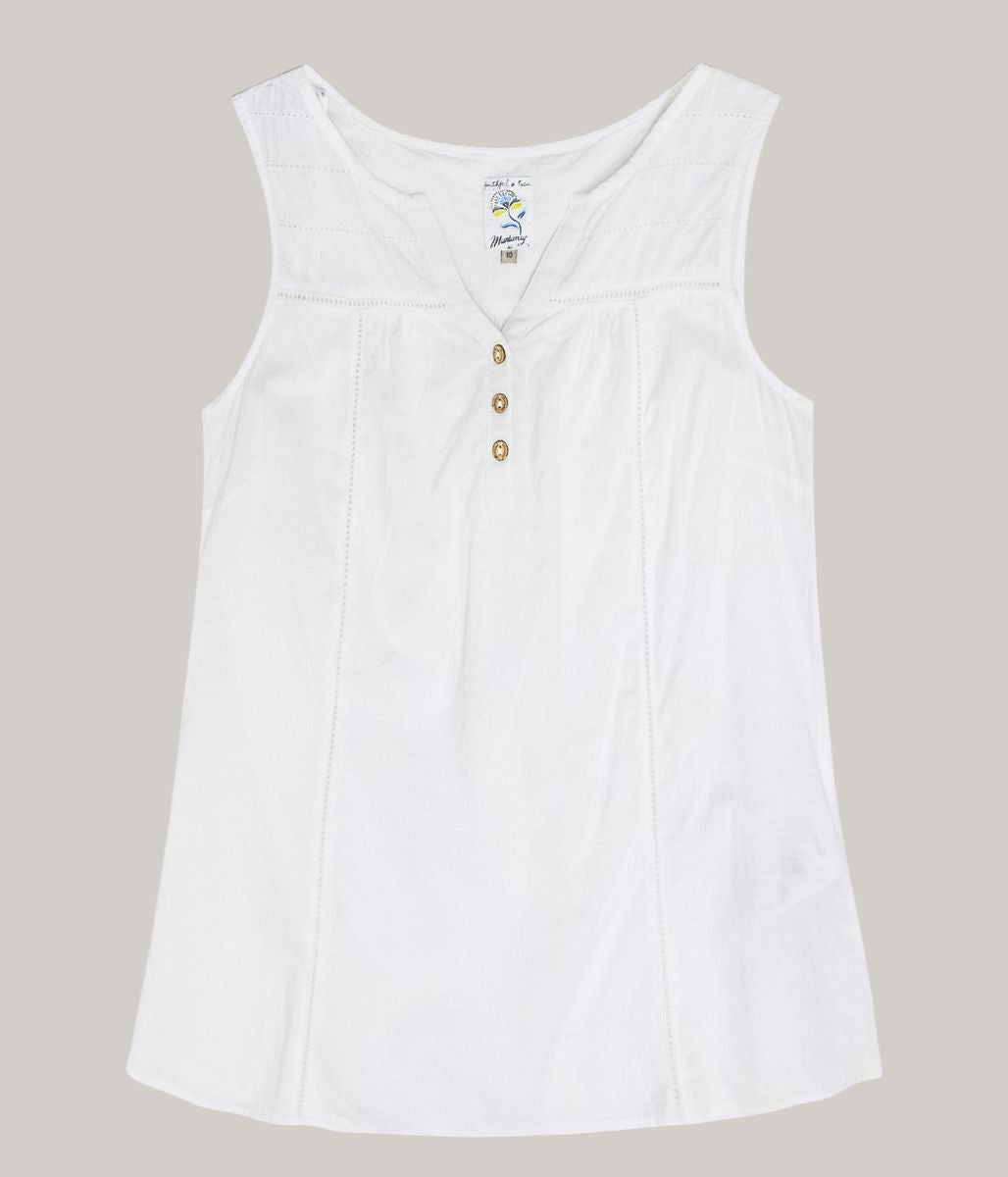 White Sleeveless Detailed Top