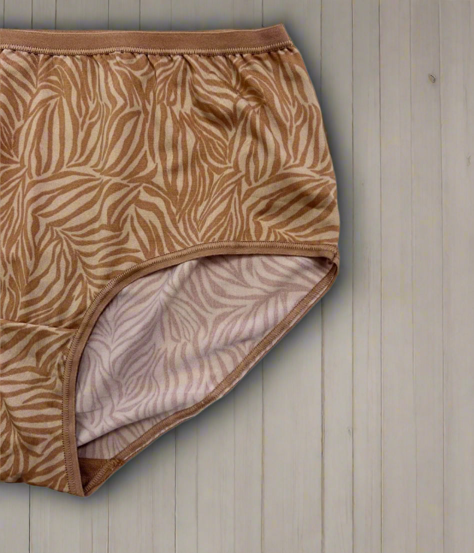 Tan 5 Pack Zebra Print Full Briefs