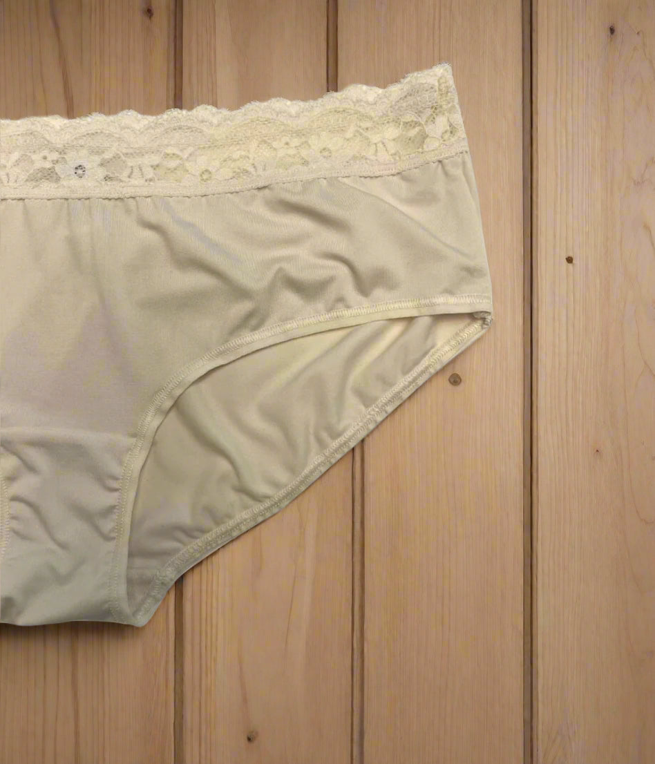 Ivory 5 Pack Lace Trim Midi Briefs