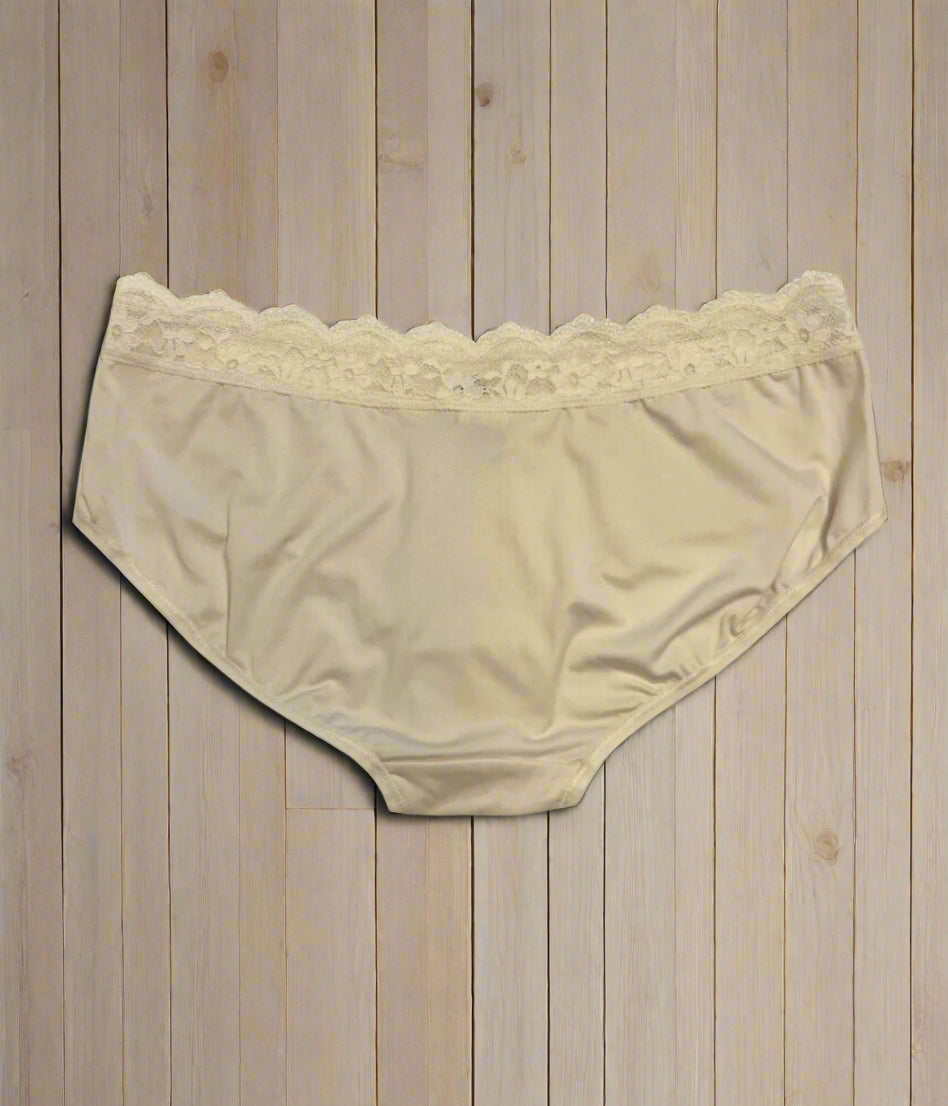 Ivory 5 Pack Lace Trim Midi Briefs