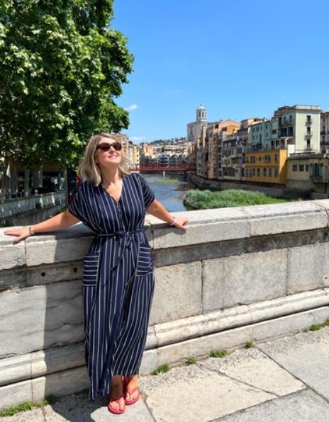 Navy Striped Midi Summer Dress