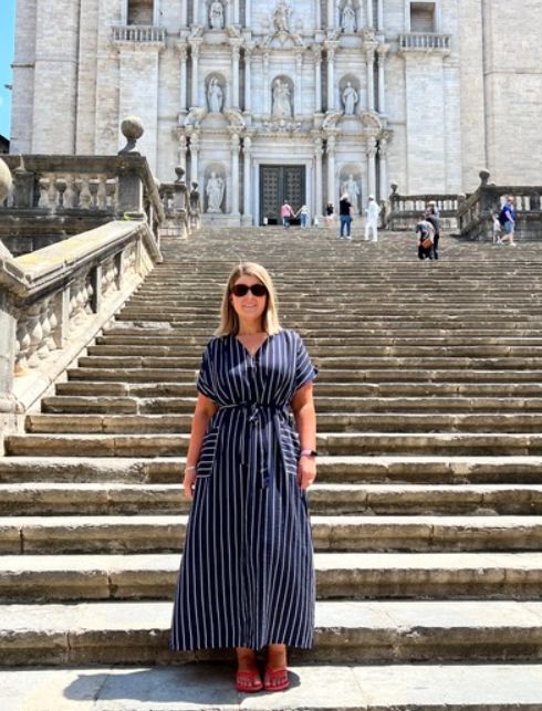 Navy Striped Midi Summer Dress