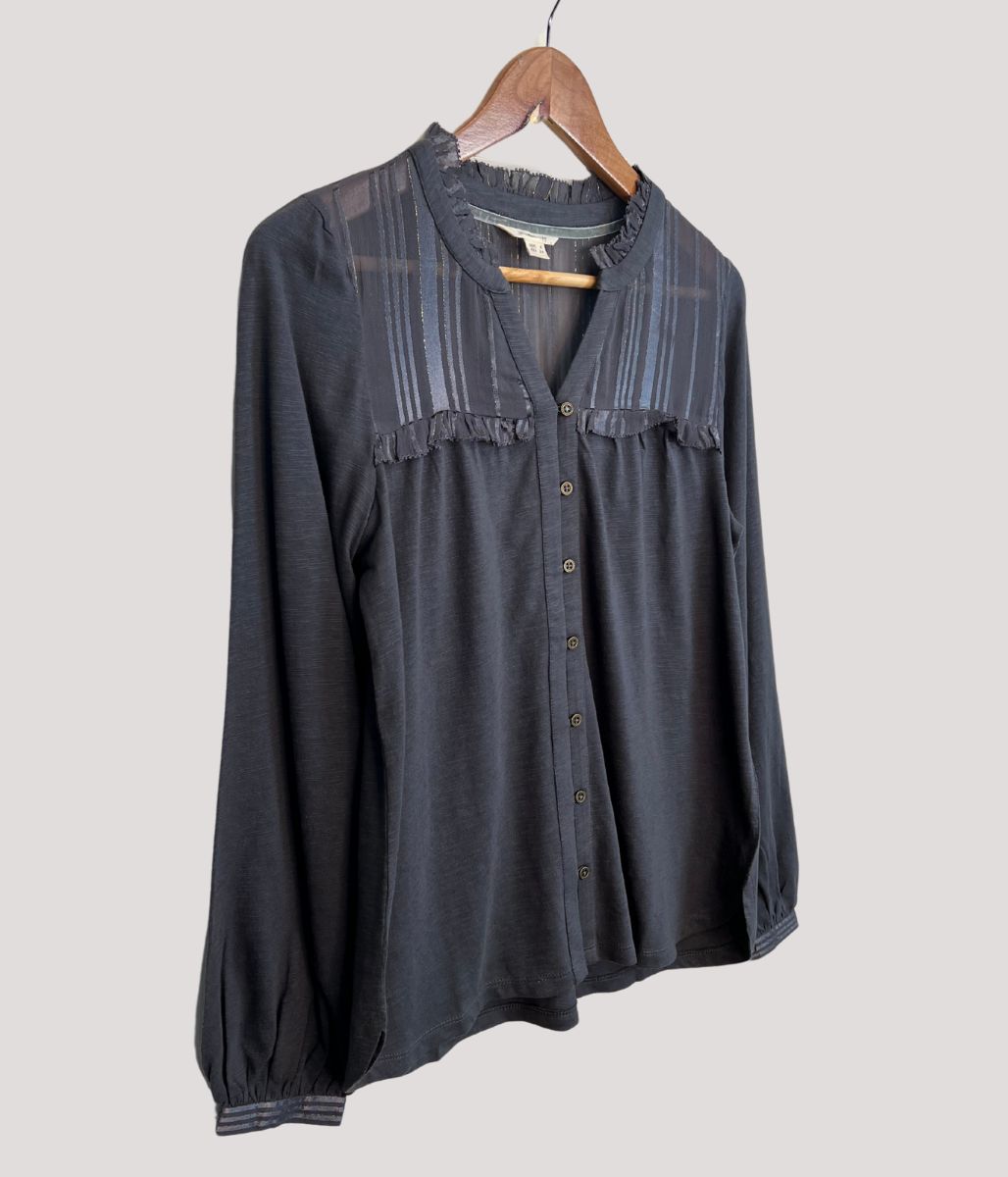 Grey Contrast Jersey Blouse