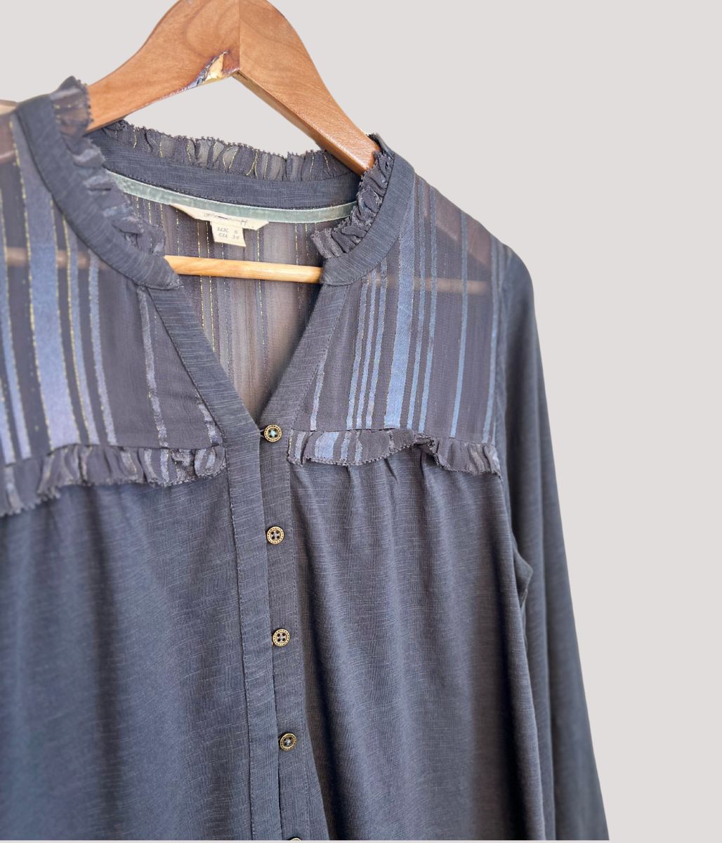 Grey Contrast Jersey Blouse