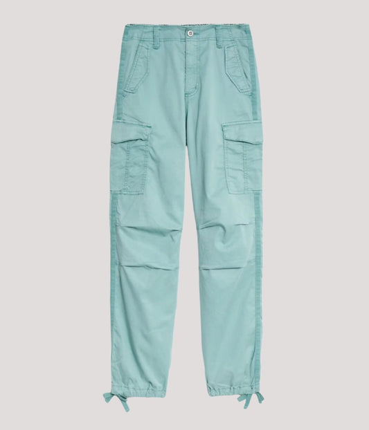 Duck Egg Blue Lyocell Rich Cargo Trousers