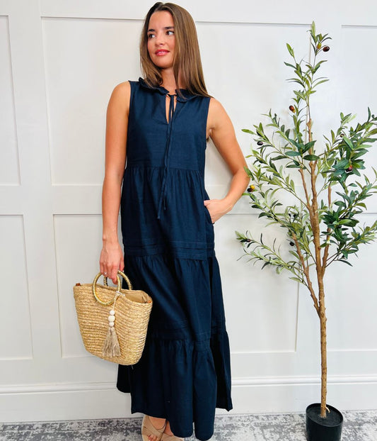 Navy Ophelia Sleeveless Tiered Dress