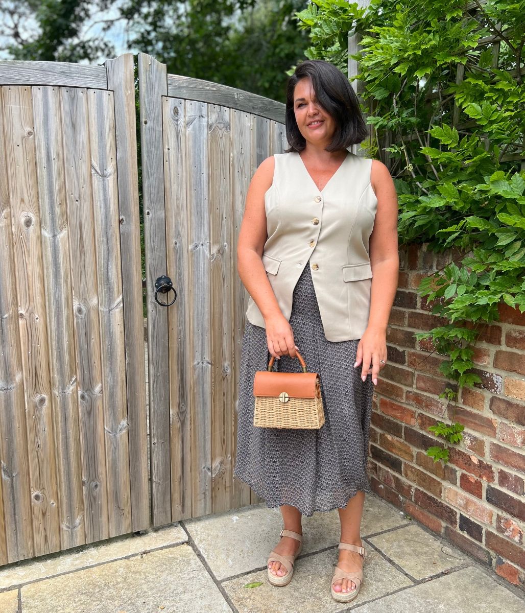 Brown Basket Weave Raffia Box Bag