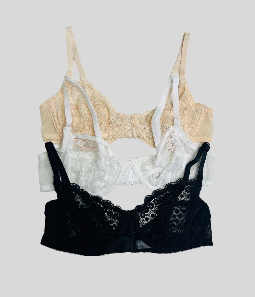 3 Pack Lace Non Padded Underwired Bra