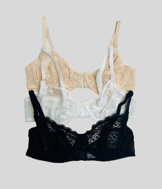3 Pack Lace Non Padded Underwired Bra