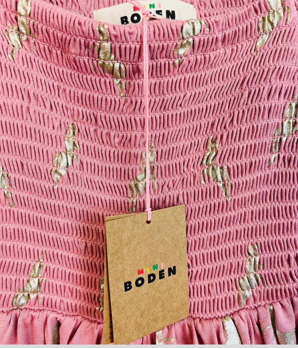 Girls Pink Unicorn Boden Dress