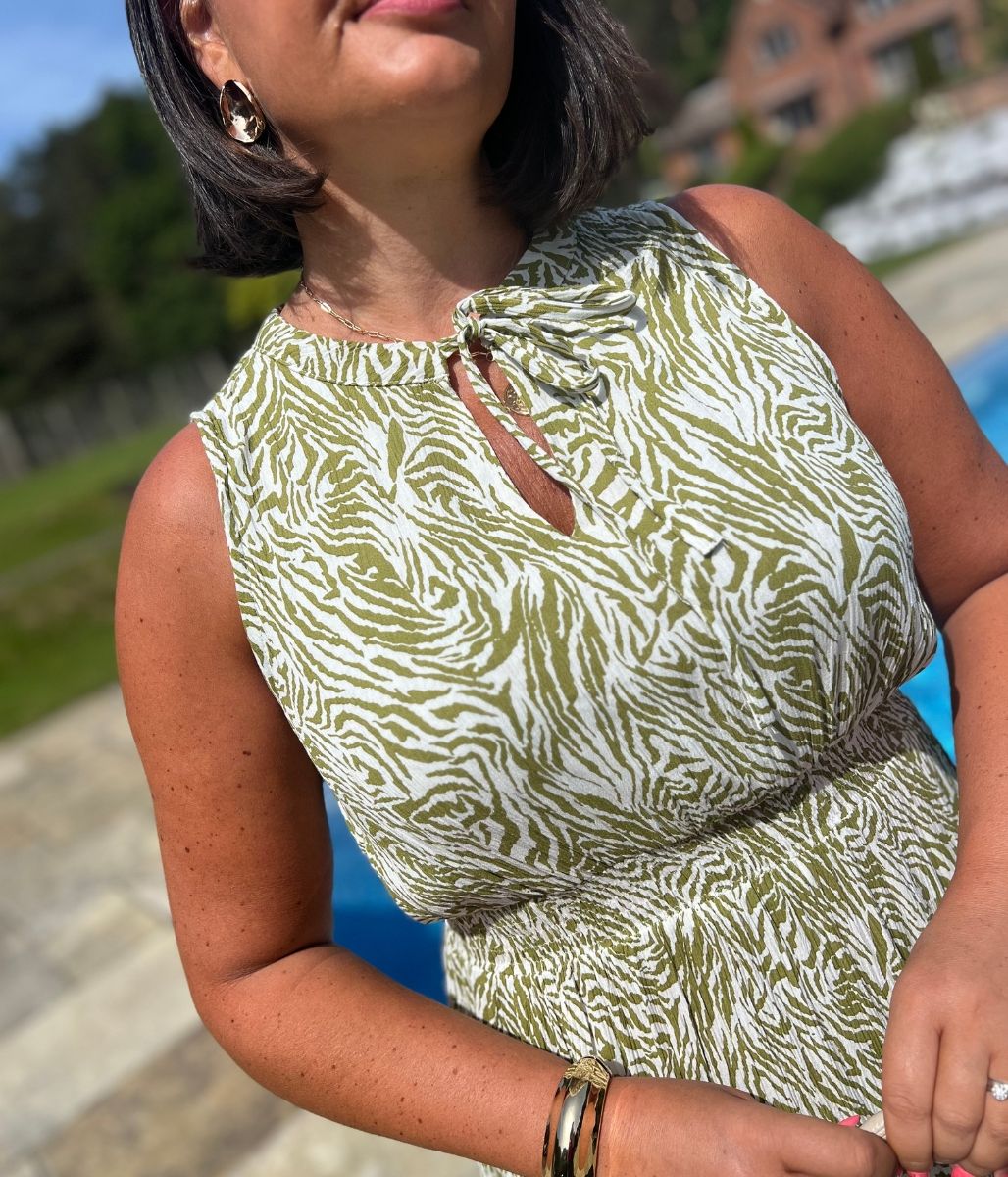 Green Santorini Shirred Waist Midi Dress
