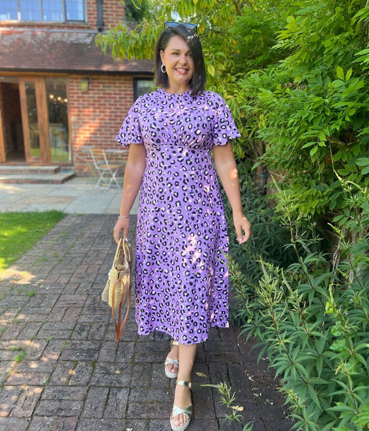 Lilac Leopard Print Kate Midi Dress