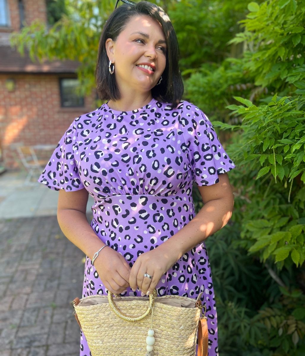 Lilac Leopard Print Kate Midi Dress