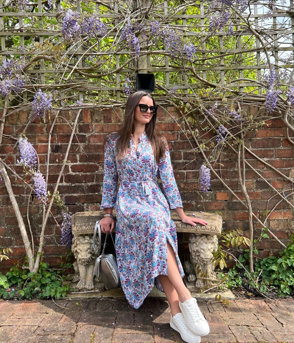 Lilac Boho Print Midi Summer Dress