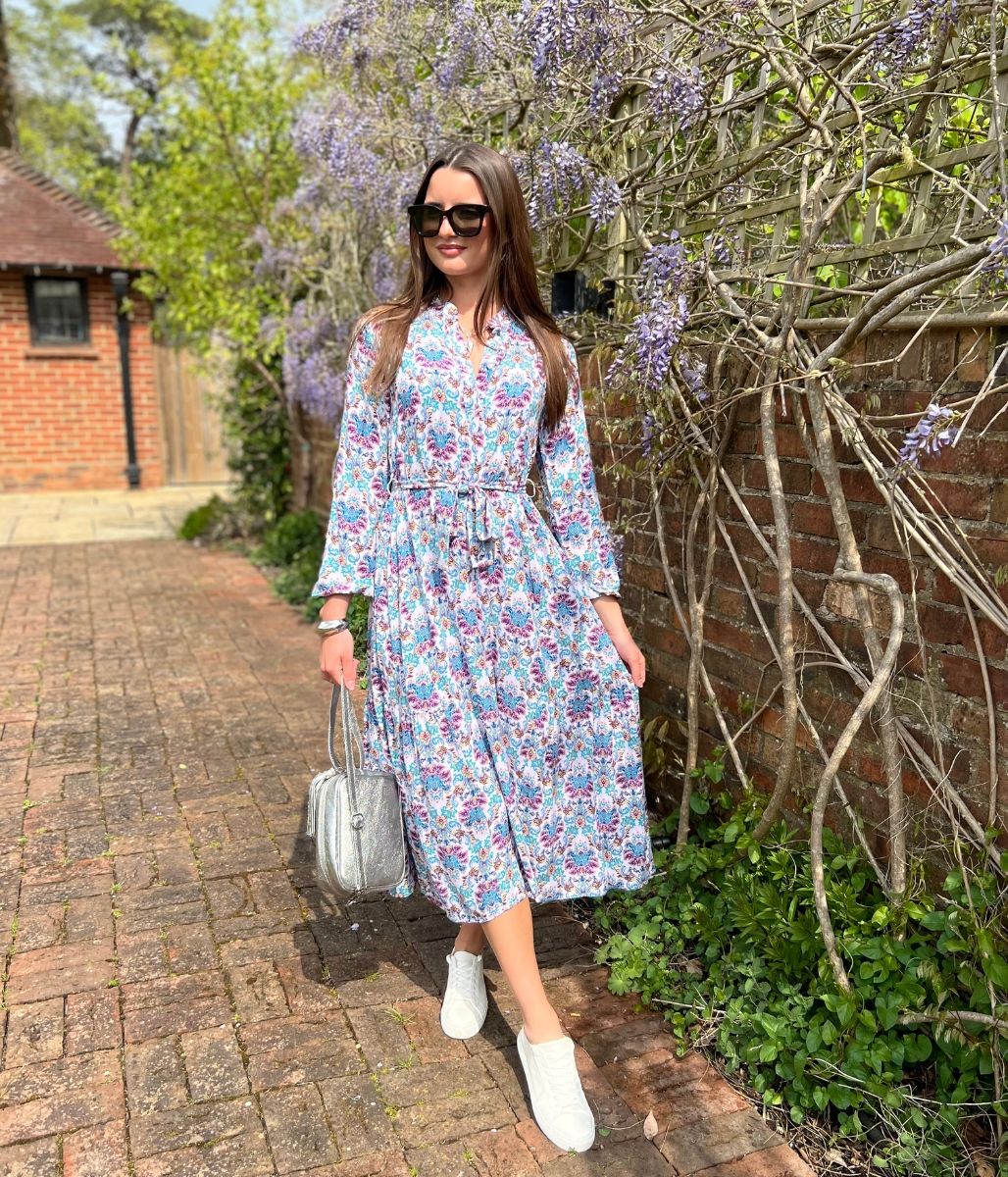Lilac Boho Print Midi Summer Dress