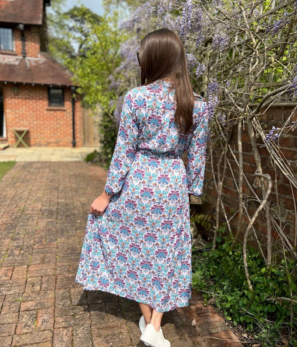 Lilac Boho Print Midi Summer Dress