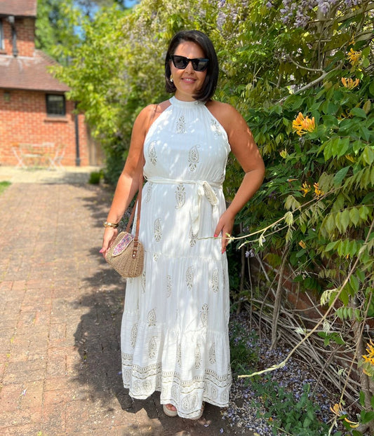 Ivory Halter Neck Maxi Dress