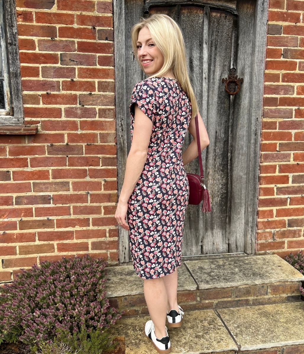 Navy Bloom Florida Cotton Jersey Dress