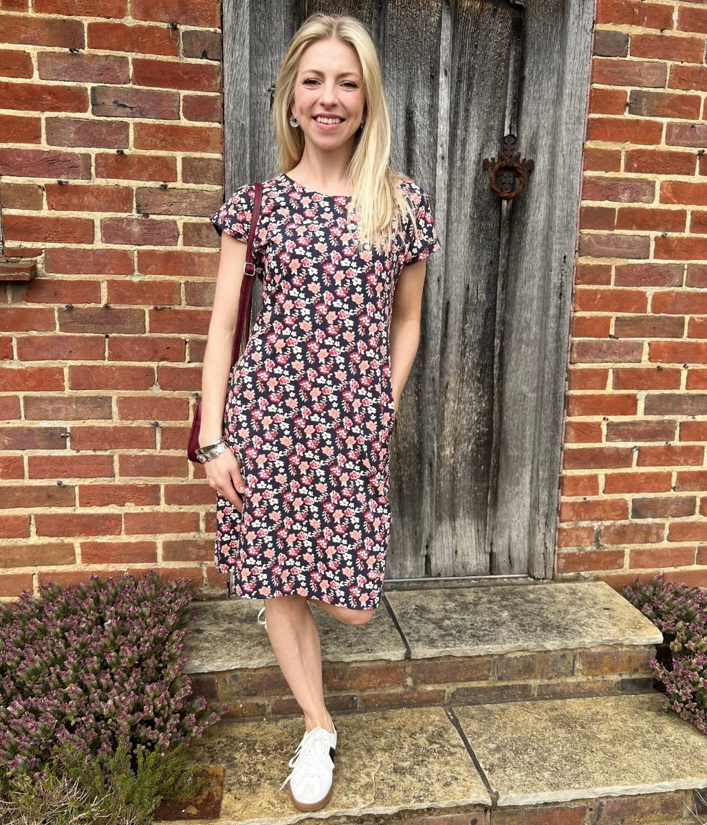 Navy Bloom Florida Cotton Jersey Dress