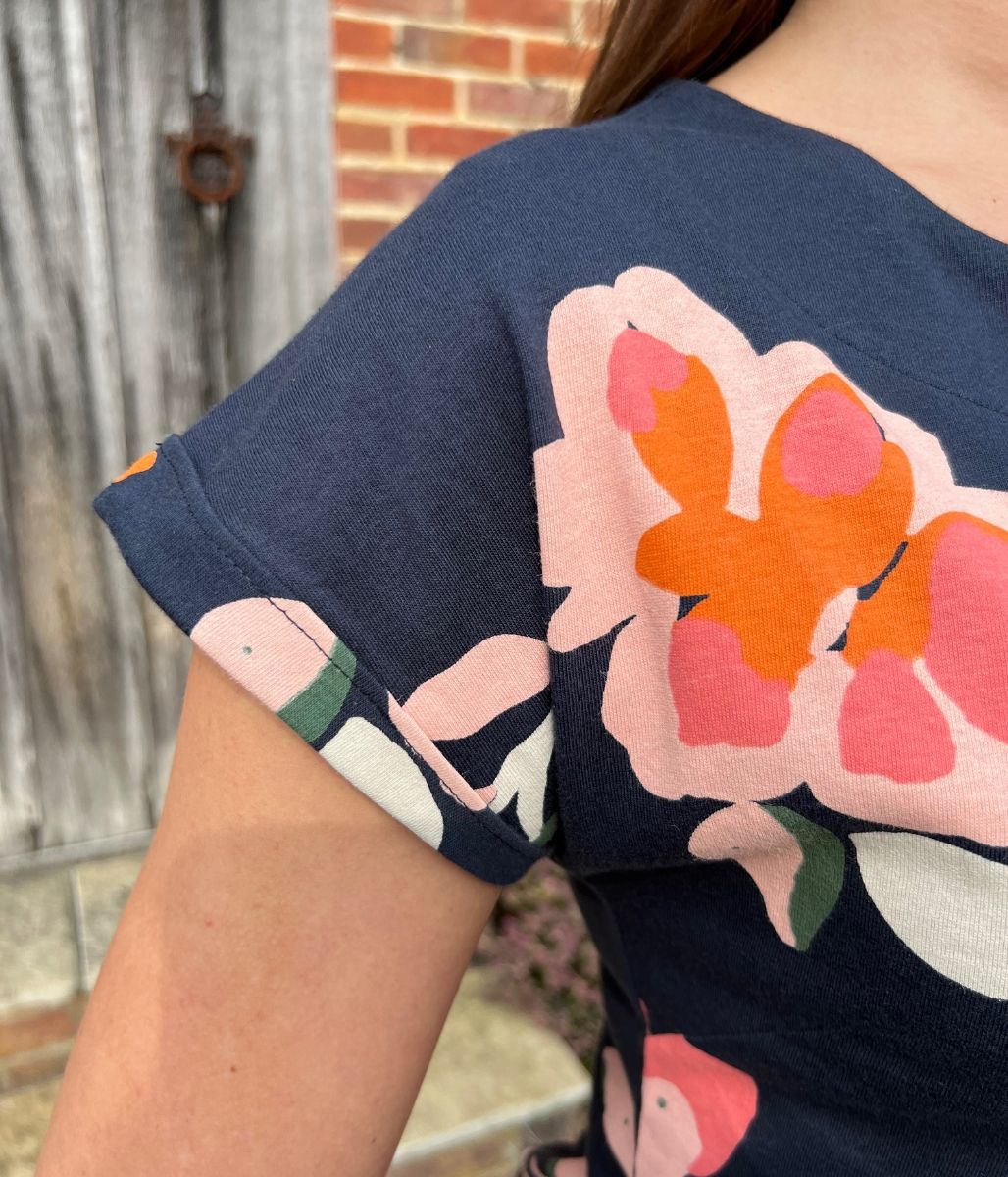 Navy Floral Tallahasee Cotton Jersey Dress