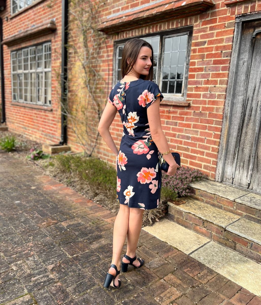 Navy Floral Tallahasee Cotton Jersey Dress