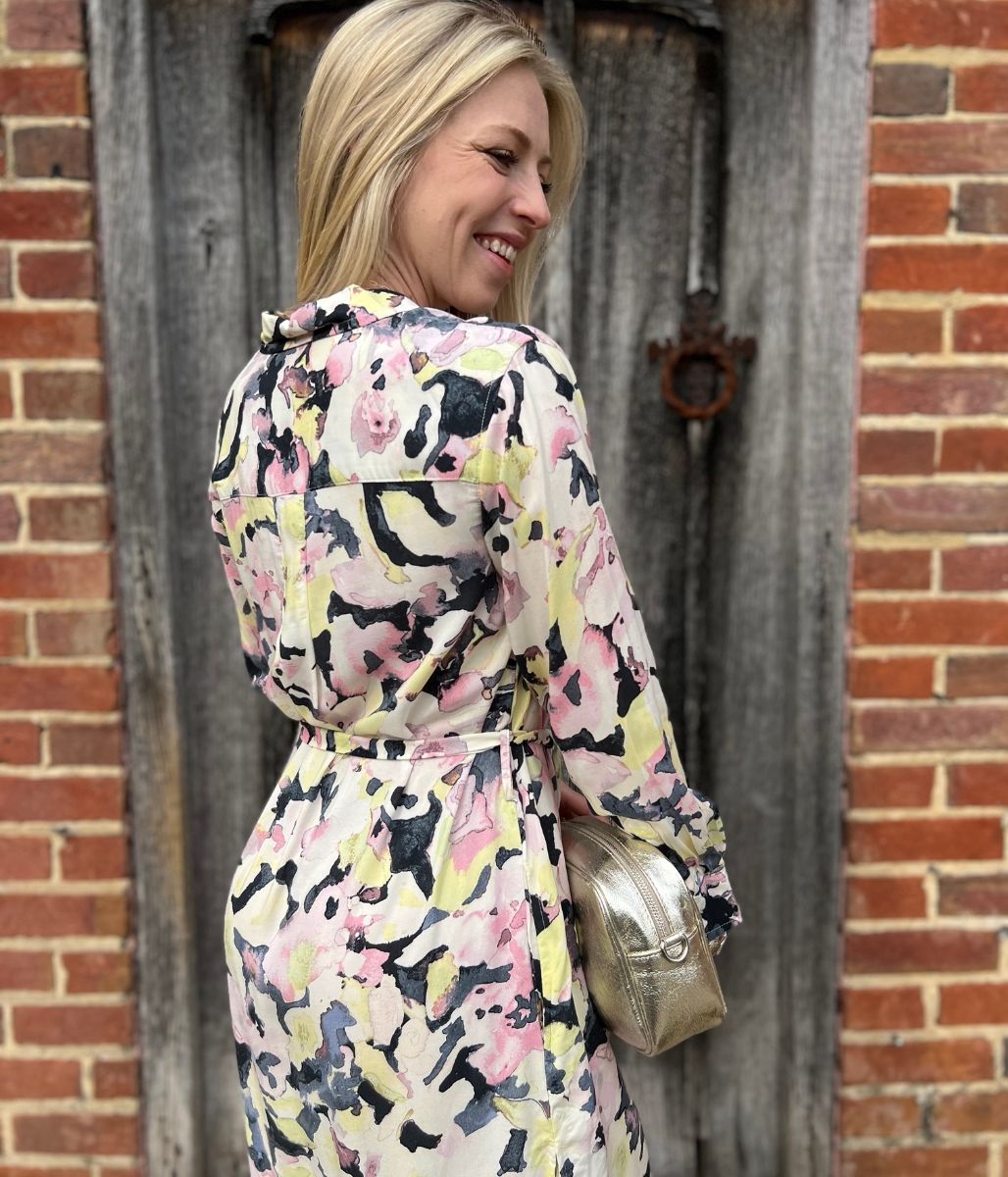 Floral Watercolour Long Sleeve Shirt Dress