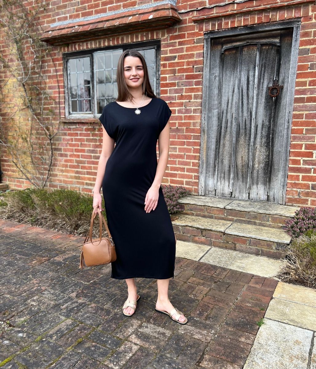 Black Casual Midi Dress