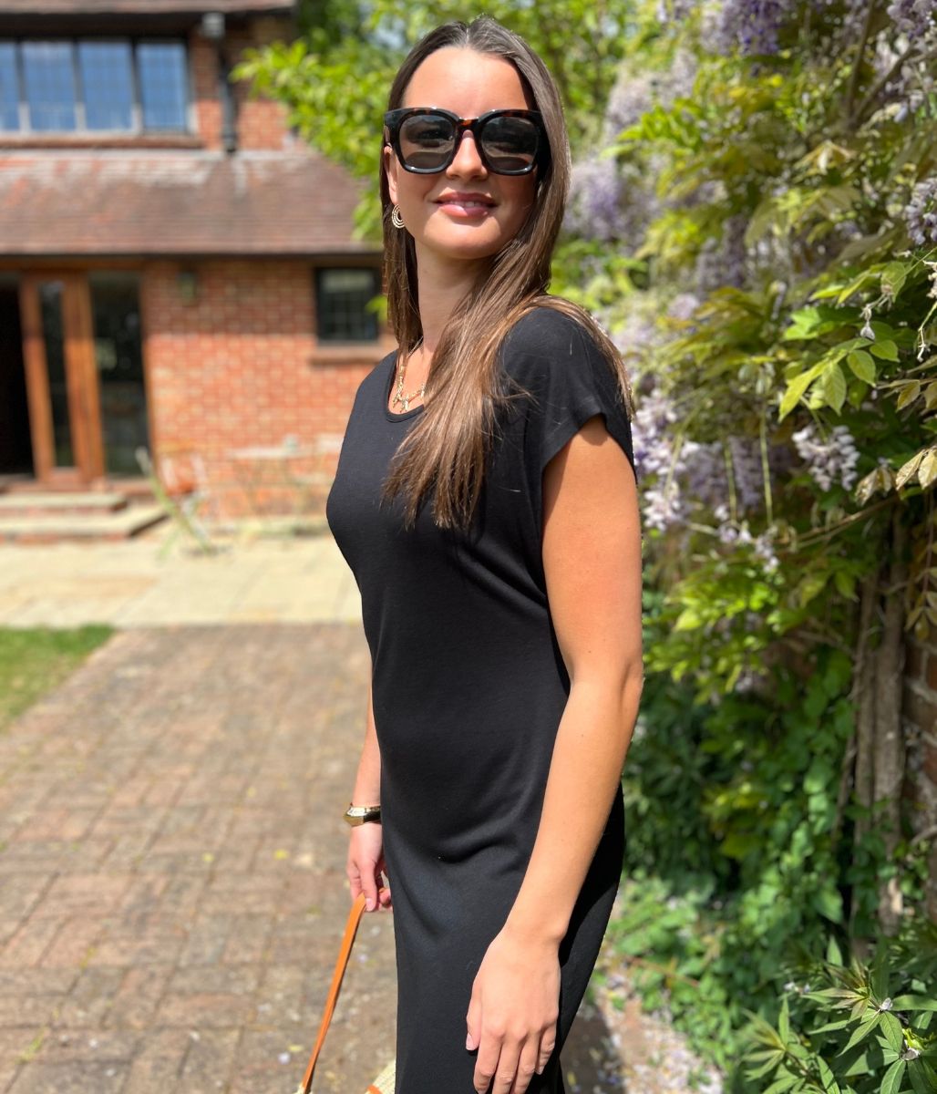 Black Casual Midi Dress