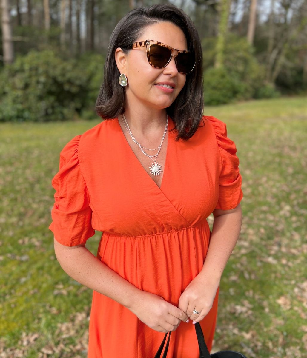 Orange Emily Midi Dress