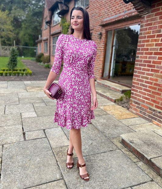Pink Flower Print Ami Jersey Dress