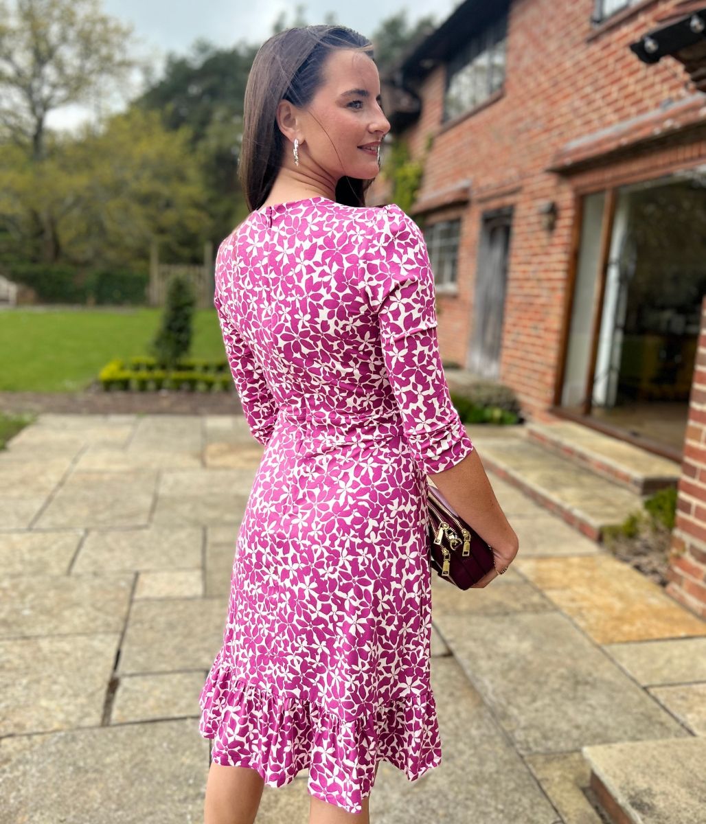 Pink Flower Print Ami Jersey Dress