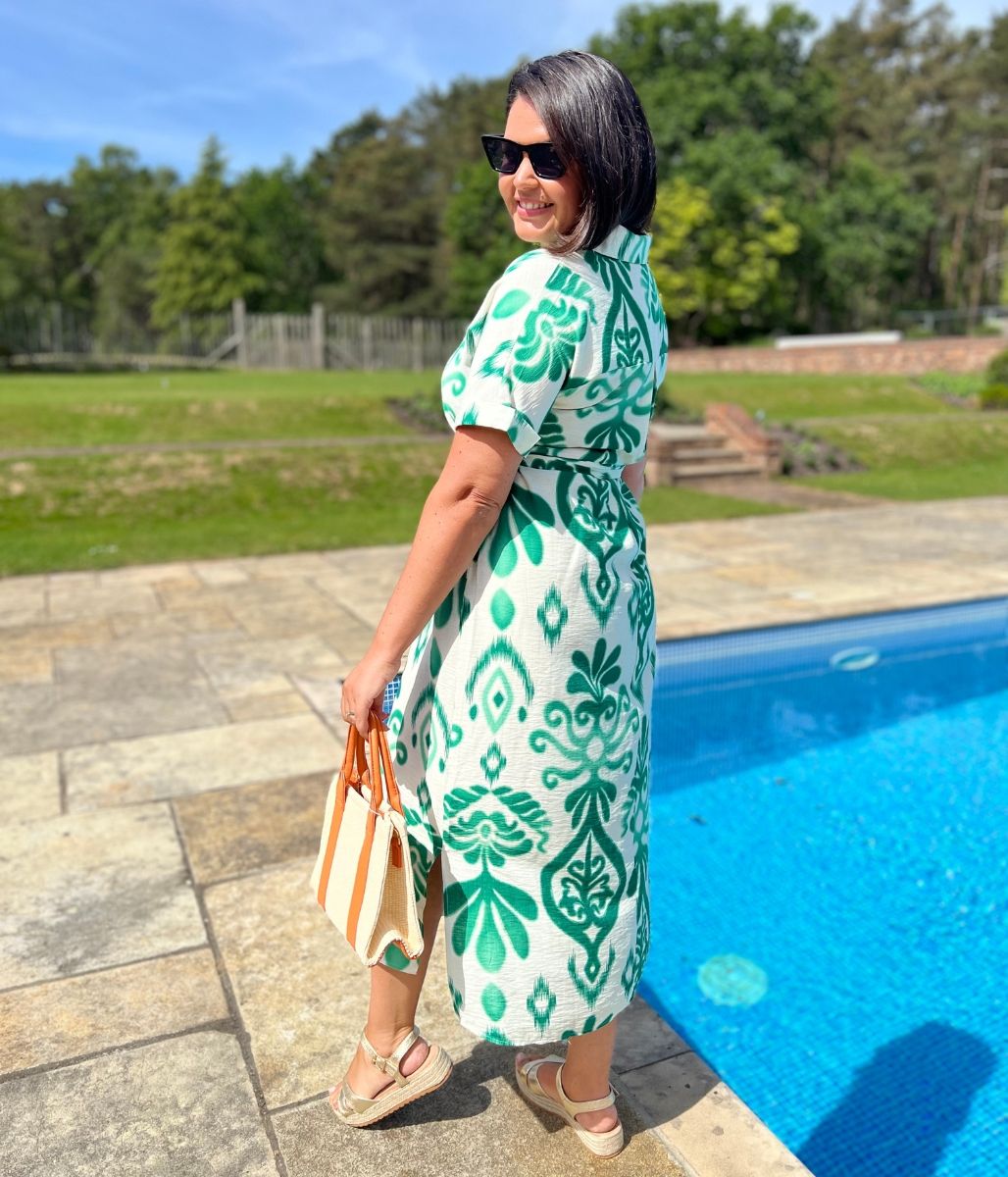 Green Tuscany Ikat Midi Dress