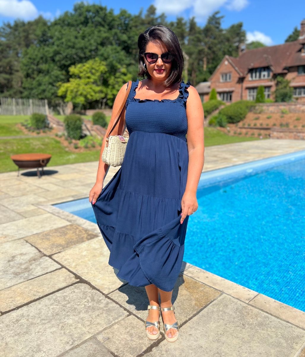 Navy Blue Smocked Sun dress