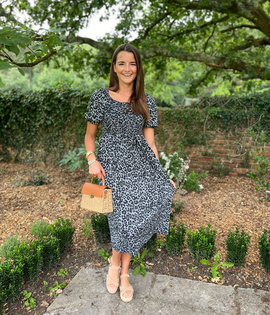 Grey Animal Print Eliza Dress