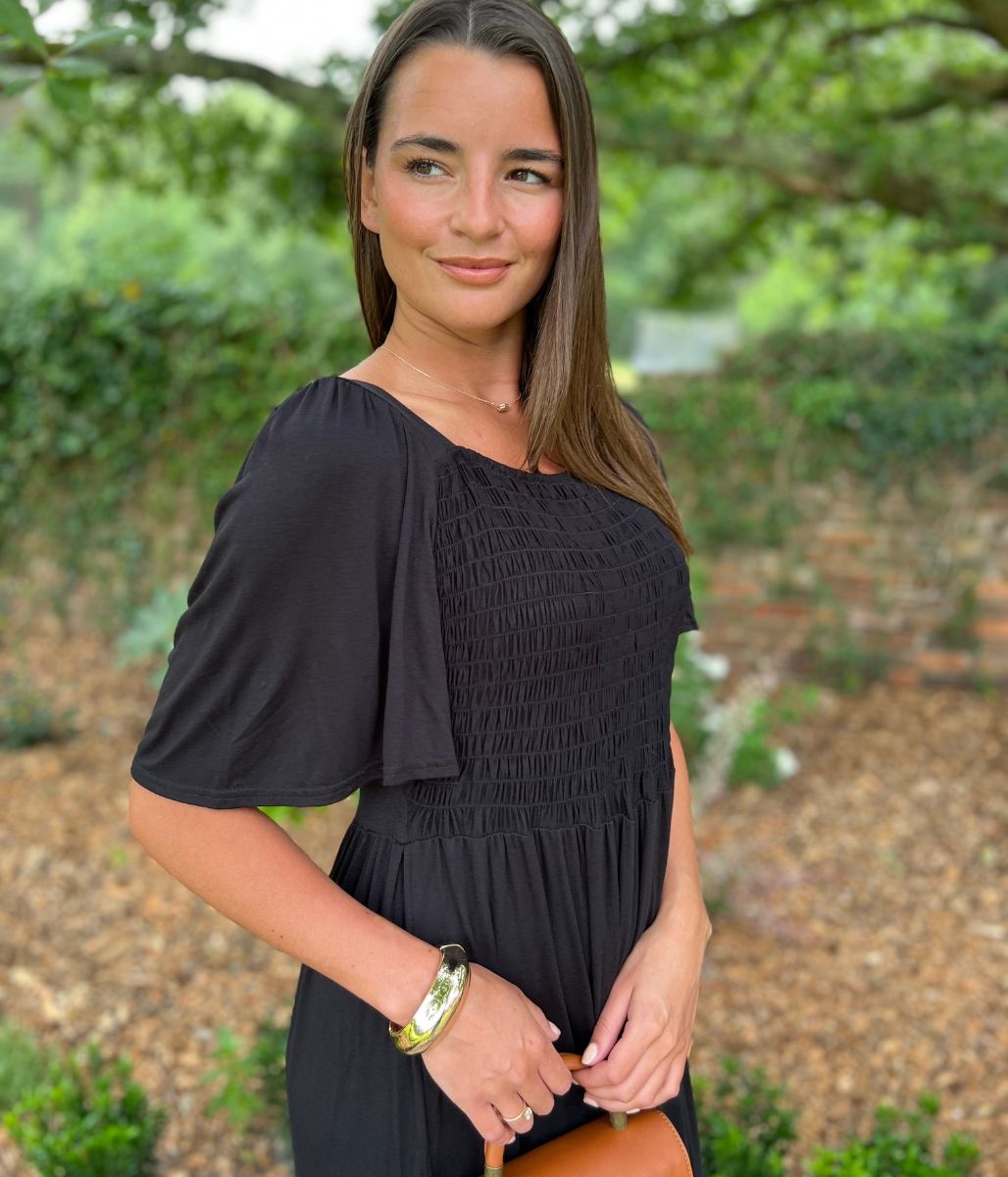 Black Kira Jersey Midi Dress