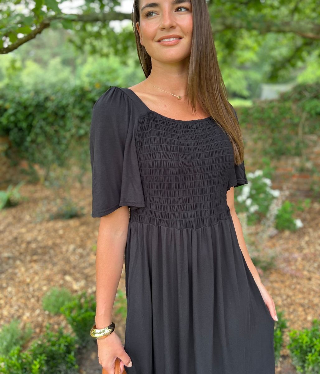 Black Kira Jersey Midi Dress