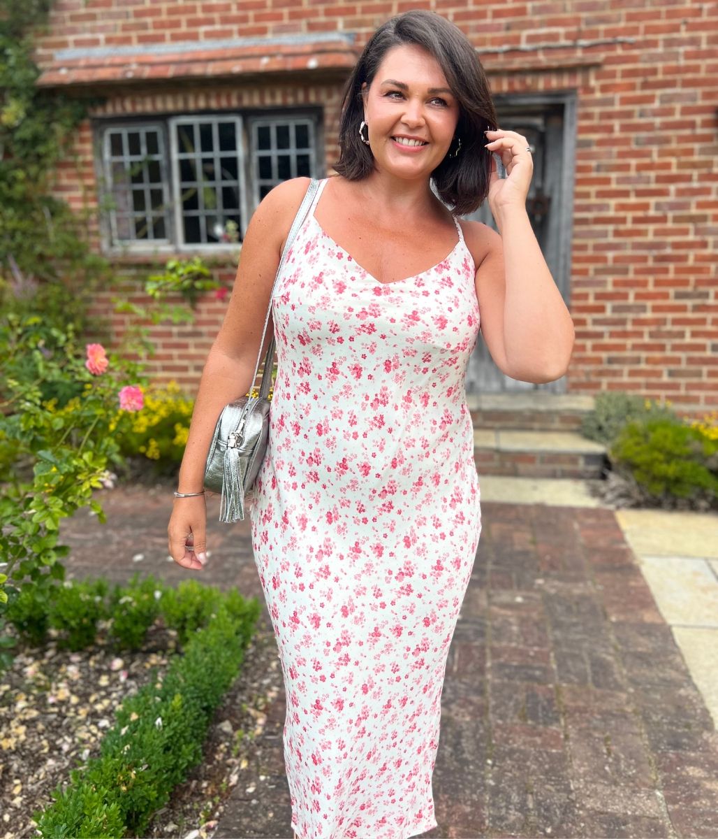 Ditsy Satin Midi Dress