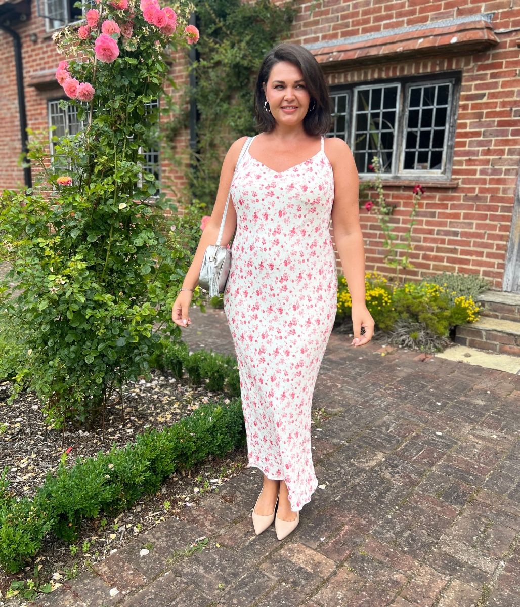 Ditsy Satin Midi Dress