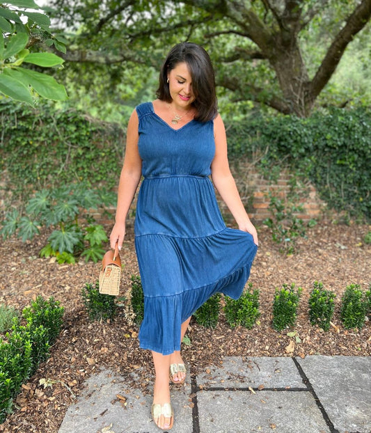 Indigo Blue Boho Tiered Summer Dress