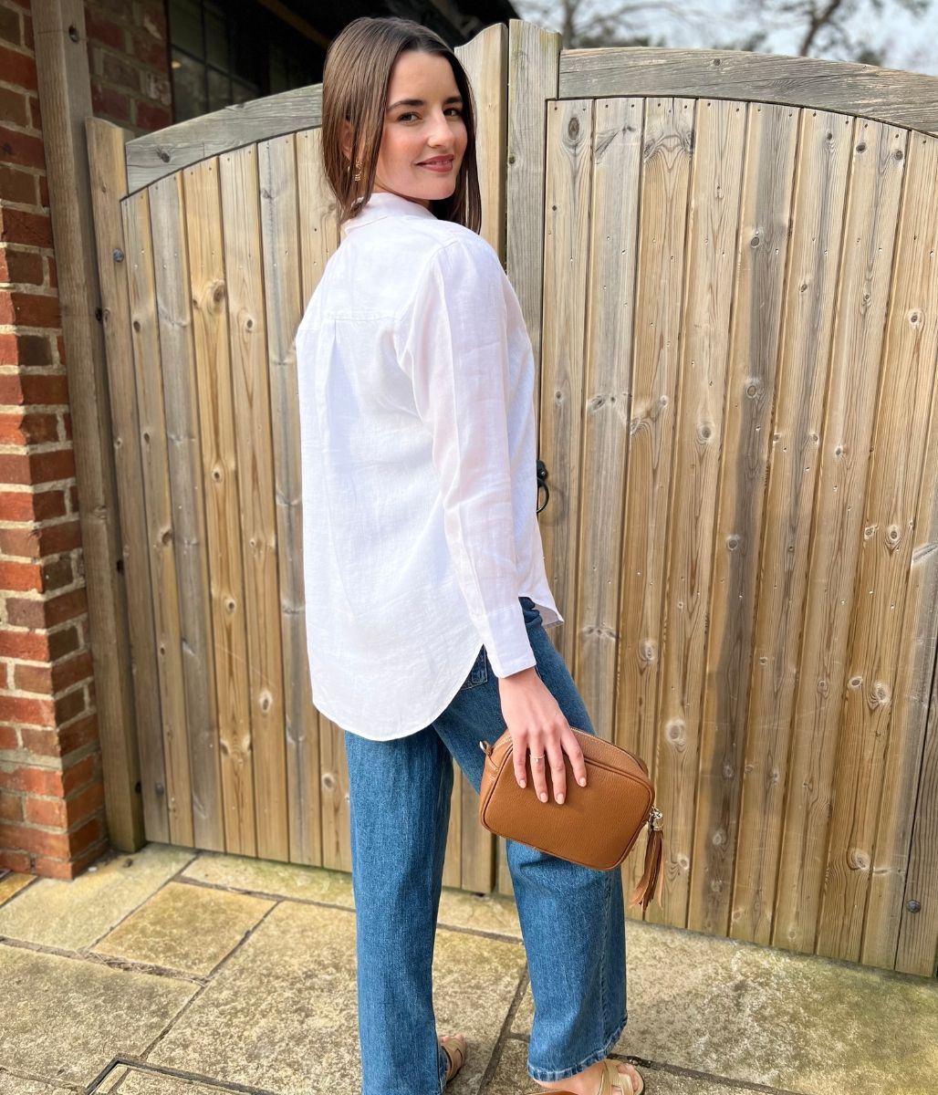 White Pure Linen Relaxed Shirt