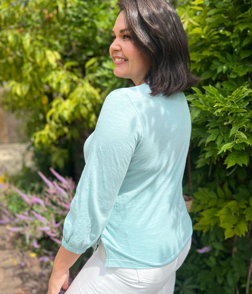 Mint Green Cotton Crew Neck Top