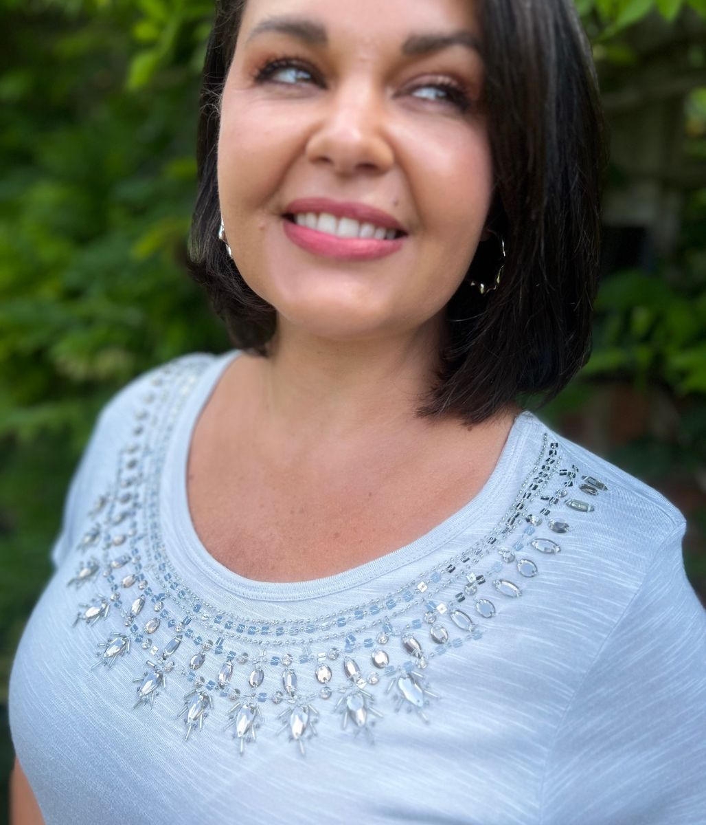 Light Grey Embellished Top