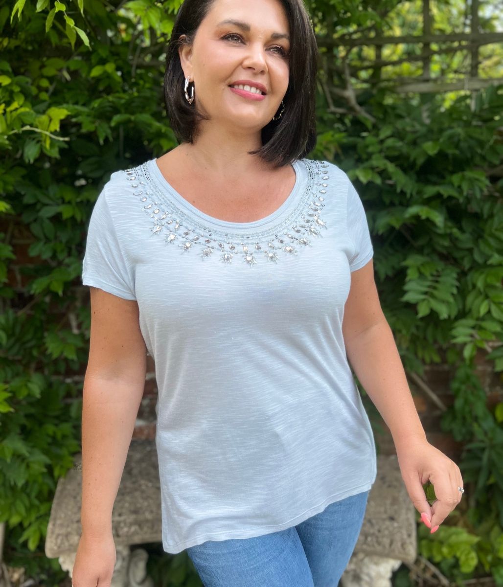 Light Grey Embellished Top